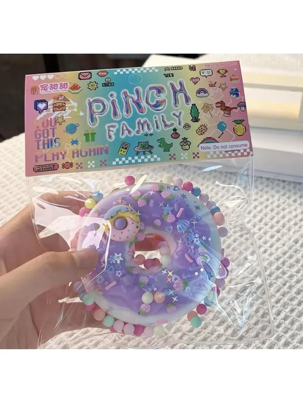 Lot of 6 Pink Taba Donut Squishy Sensory Toy Pastel Stress Relief